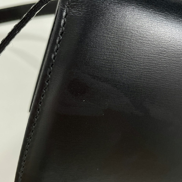 Celine Logo Leather Crossbody Shoulder Bag Black - Picture 3 of 7